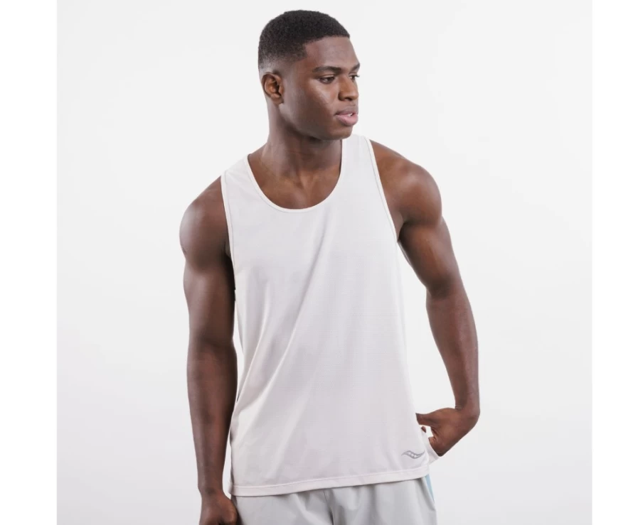 Men's Saucony X Cycora Running Singlet - Sand Color Performance Top