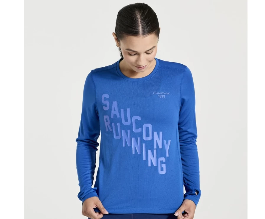 Saucony Women's Pool Graphic Long Sleeve Stopwatch Performance Top