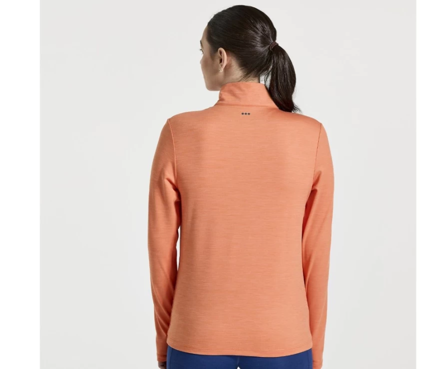 Saucony Women's Solstice 1/4 Zip Pullover - Ember Heather Lightweight Running Top