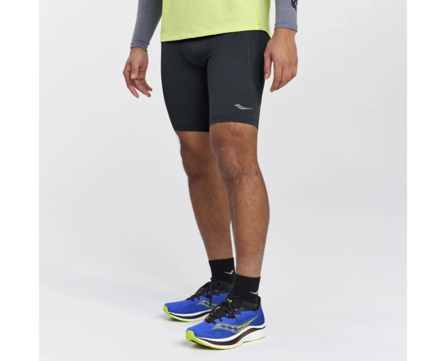 Saucony Men's Black Bell Lap Running Shorts
