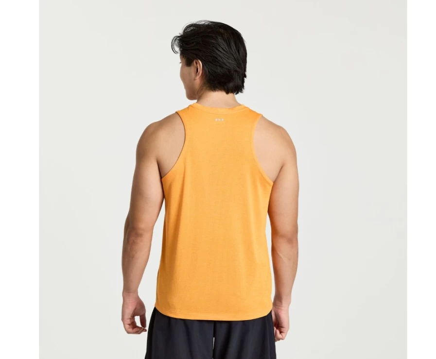 Saucony Men's Marigold Heather Running Singlet with Stopwatch Feature