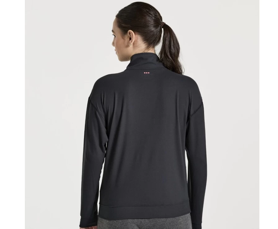 Saucony Women's Black 1/4 Zip Pullover - Lightweight Running Top for Cool Weather