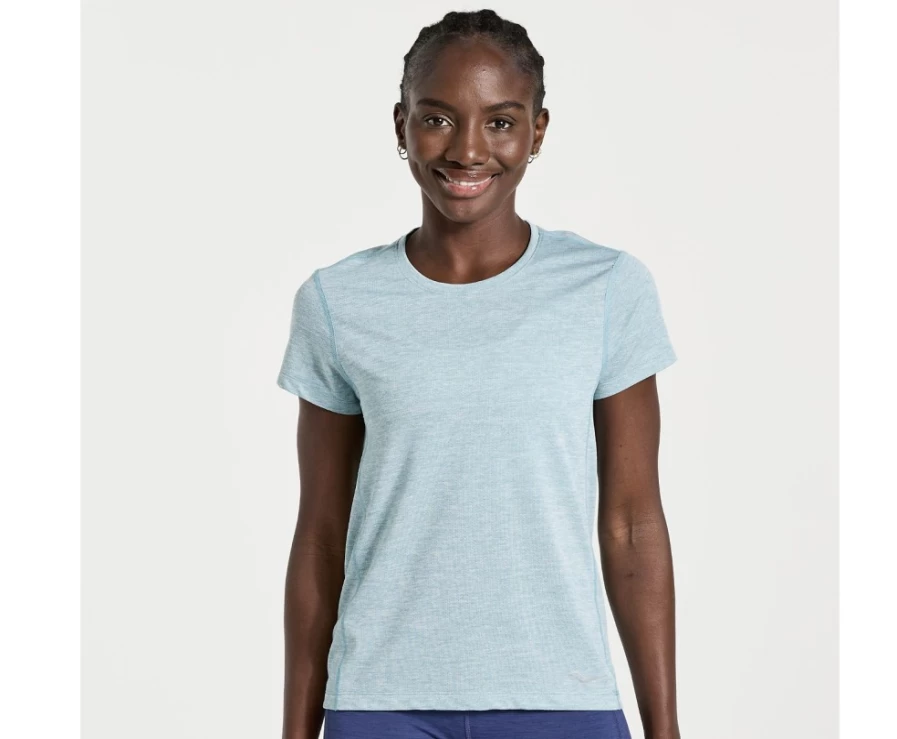 Saucony Women's Rainfall Heather Short Sleeve Stopwatch Running Top