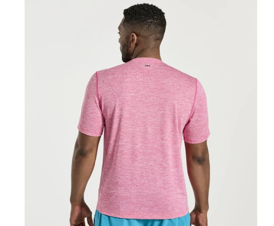 Saucony Men's Flame Quartz Heather Short Sleeve Stopwatch Performance Shirt