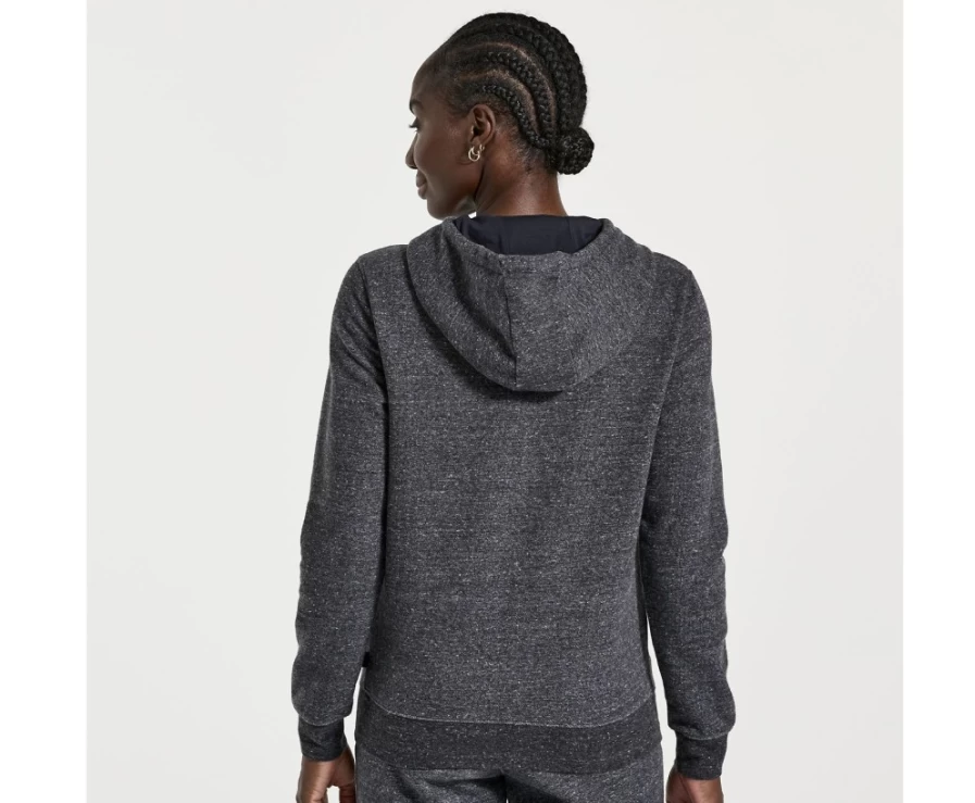Saucony Women's Black Heather Rested Hoodie - Lightweight Pullover Sweatshirt for Casual Comfort