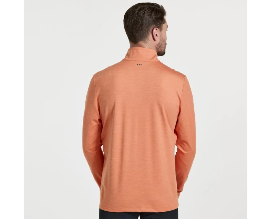 Saucony Men's Solstice 1/4 Zip Pullover - Ember Heather Lightweight Running Top