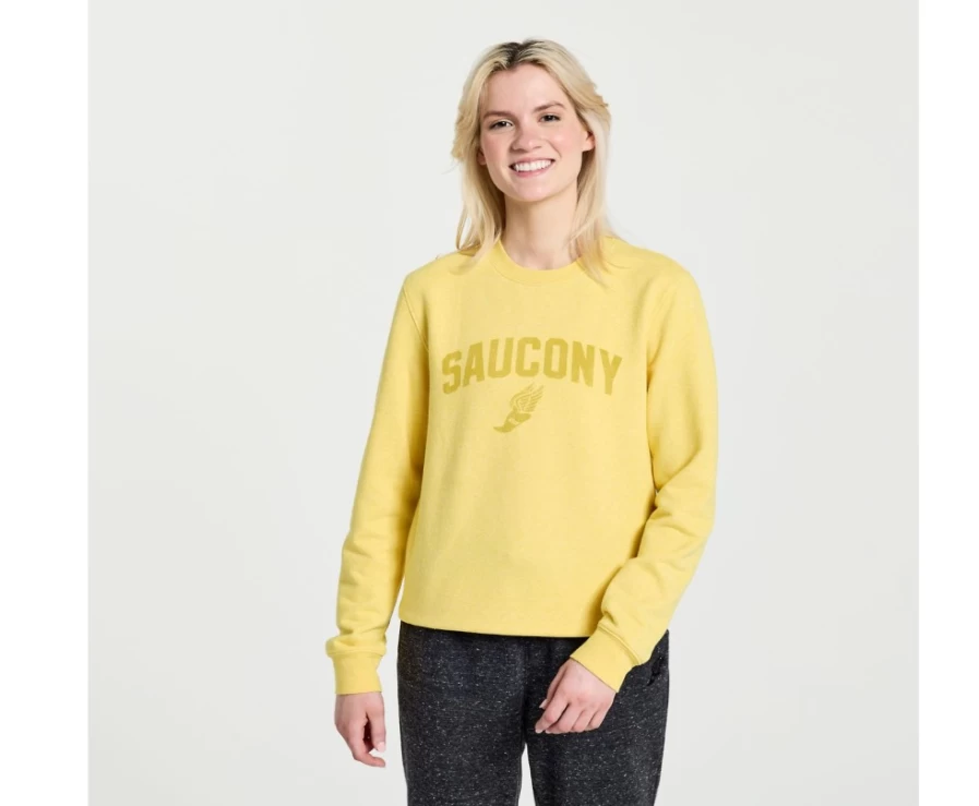 Saucony Women's Rested Crewneck Sweatshirt - Sulphur Heather Graphic Pullover
