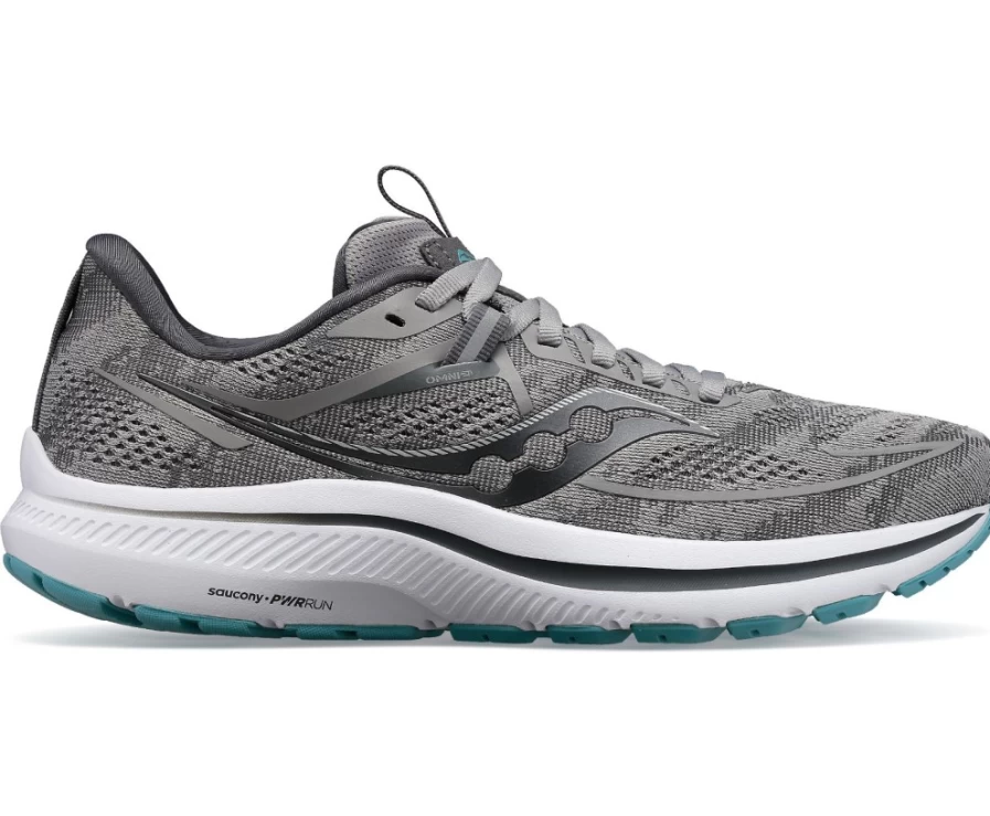 Saucony Women's Omni 21 Wide Running Shoes in Alloy - Stability & Cushion for Women