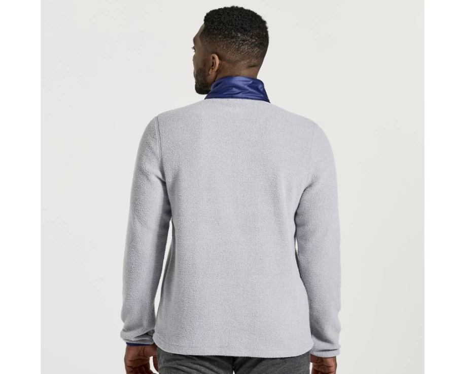 Saucony Men's Light Grey Heather Sherpa 1/4 Zip Pullover Fleece Jacket
