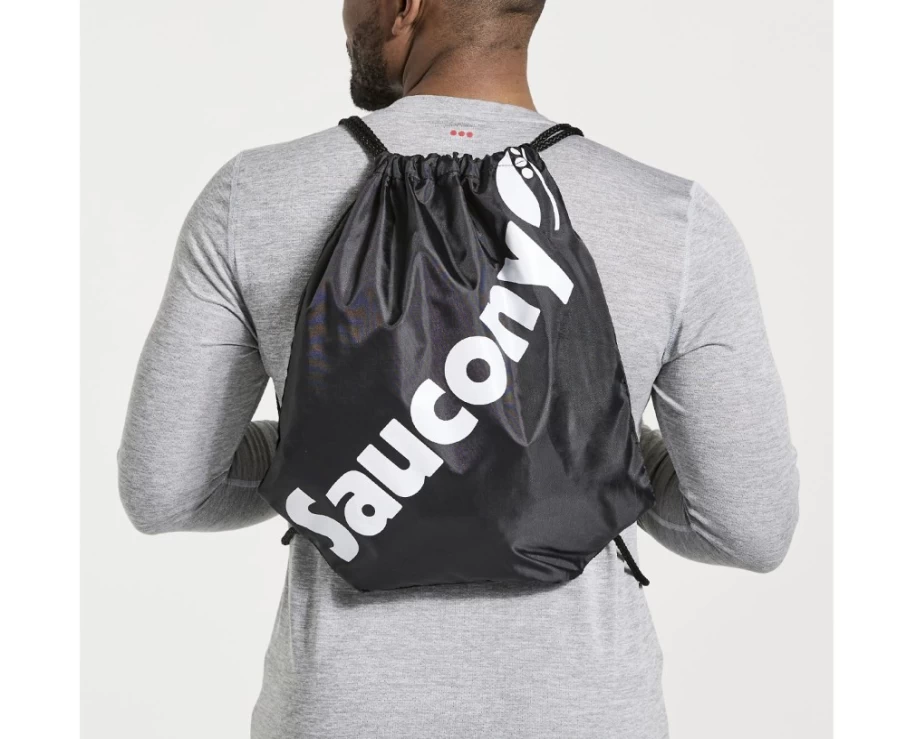 Saucony Unisex Black String Bag - Lightweight & Durable Sports Sack for Gym & Travel