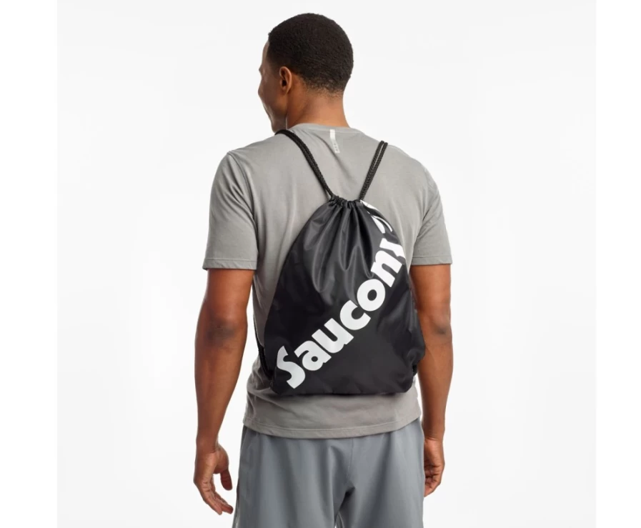 Saucony Unisex Black String Bag - Lightweight & Durable Sports Sack for Gym & Travel