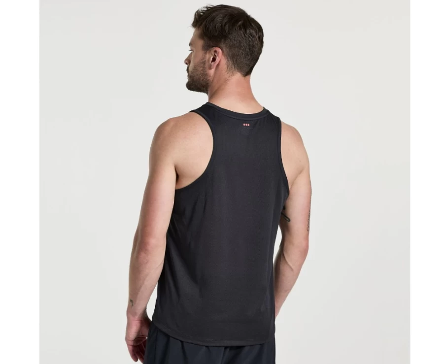 Saucony Men's Black Graphic Stopwatch Singlet Running Top