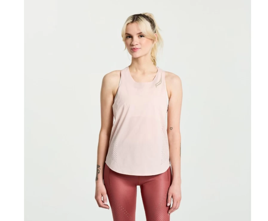 Saucony Women's Pinnacle Tank Top - Sepia Rose Athletic Running Shirt