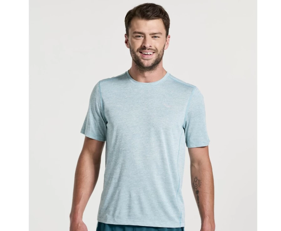 Saucony Men's Rainfall Heather Athletic Short Sleeve Stopwatch Shirt