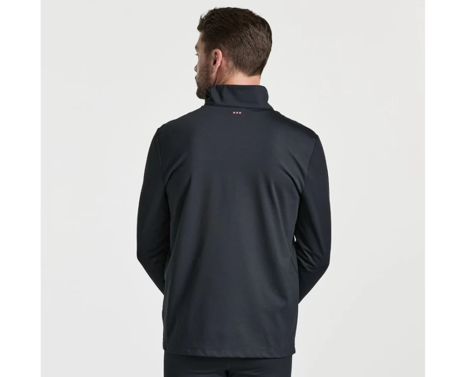 Saucony Men's Solstice 1/4 Zip Black Pullover Running Top