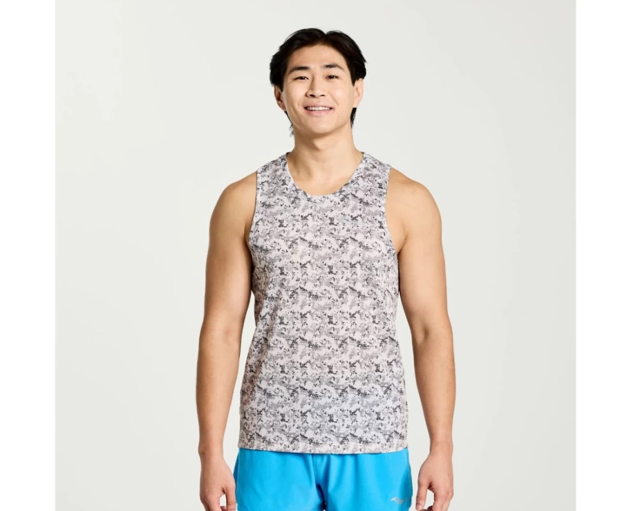 Saucony Men's Lunar Rock Camo Print Stopwatch Graphic Singlet