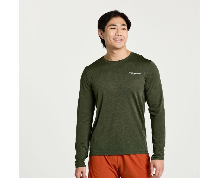 Saucony Men's Climbing Ivy Heather Long Sleeve Stopwatch Performance Shirt