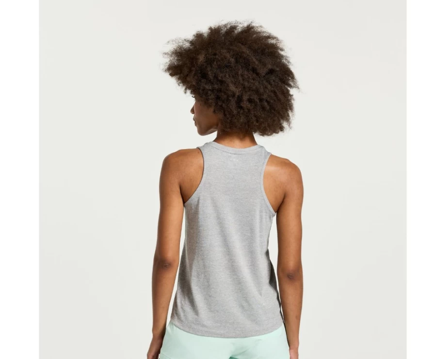 Saucony Women's Light Grey Heather Performance Stopwatch Singlet Running Top
