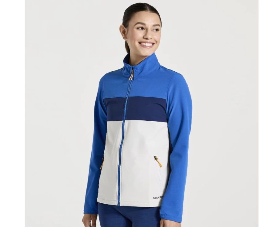 Saucony Women's Pool Blue Bluster Jacket - Lightweight Windbreaker for Outdoor Activities