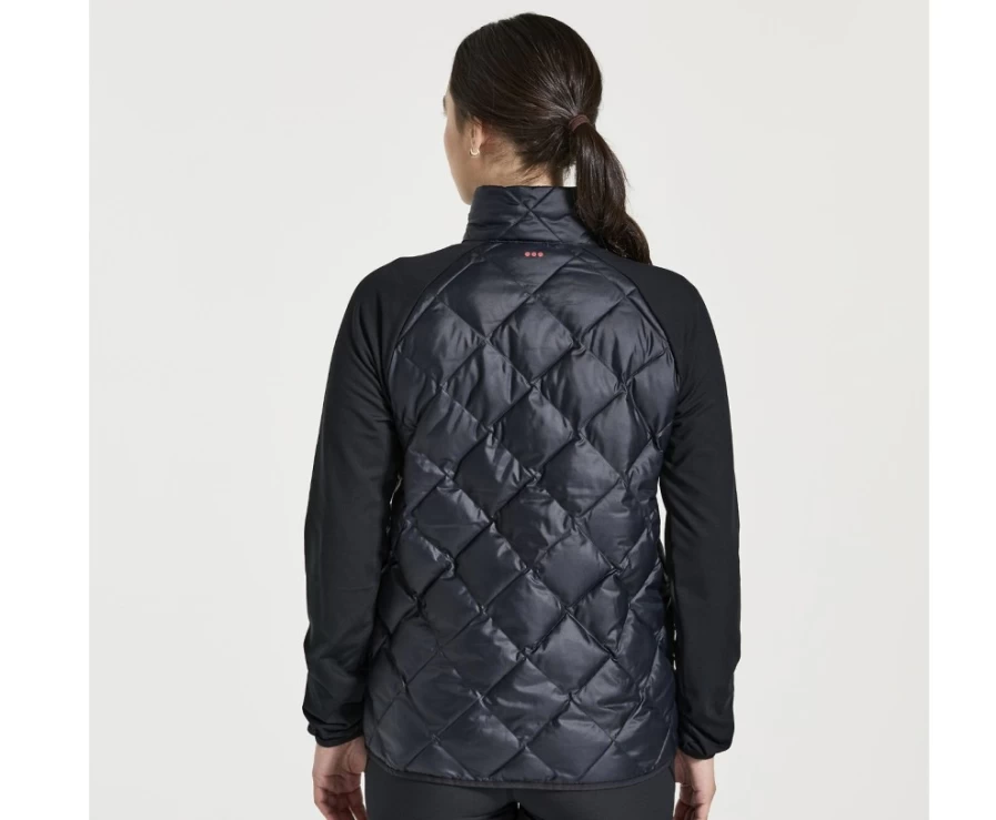 Saucony Women's Black Boulder Oyster Puff Jacket - Lightweight Winter Coat for Outdoor Activities