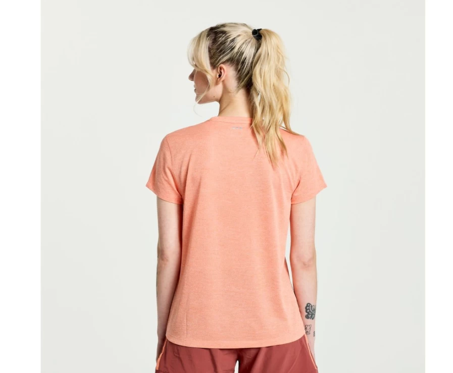 Saucony Women's Zenith Heather Short Sleeve Running Top with Stopwatch Feature
