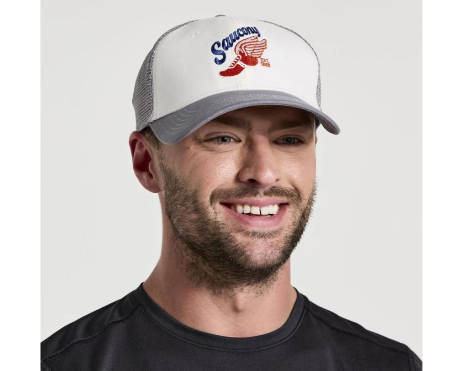Saucony Women's Charcoal Graphic Trucker Hat - Stylish Casual Adjustable Snapback Cap