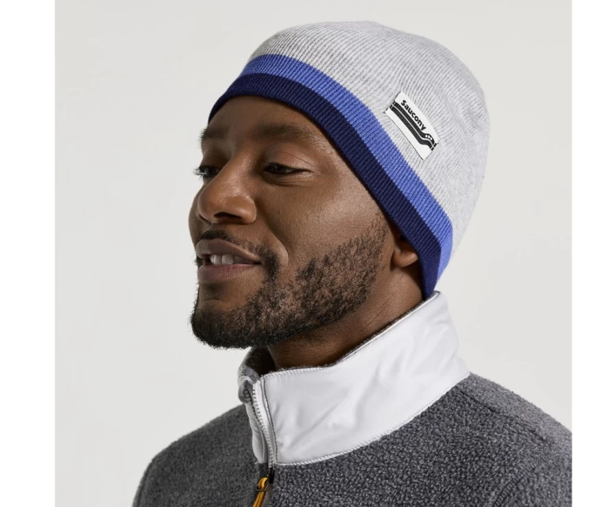 Saucony Unisex Light Grey Heather Rested Beanie - Soft Knit Winter Hat for Men & Women