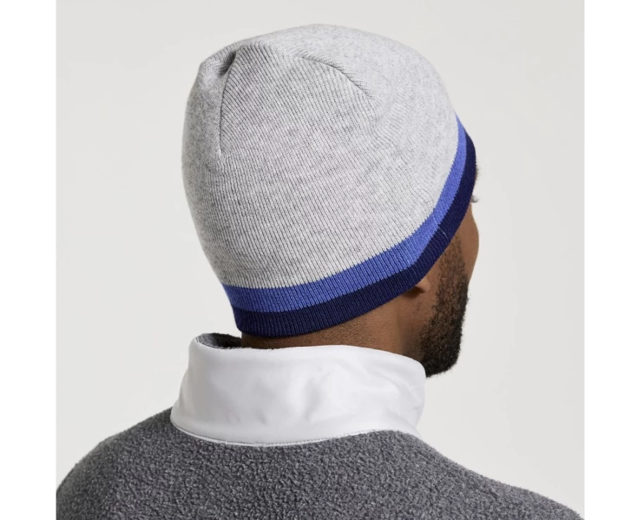 Saucony Unisex Light Grey Heather Rested Beanie - Soft Knit Winter Hat for Men & Women