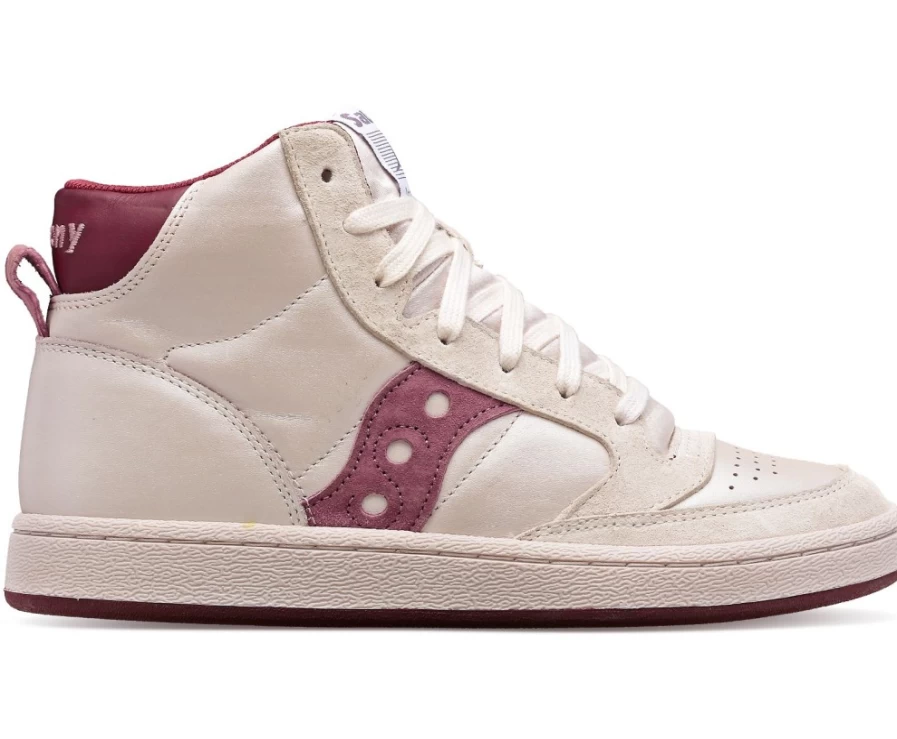 Saucony Women's Jazz Court High Top Sneakers in Plum Satin Finish