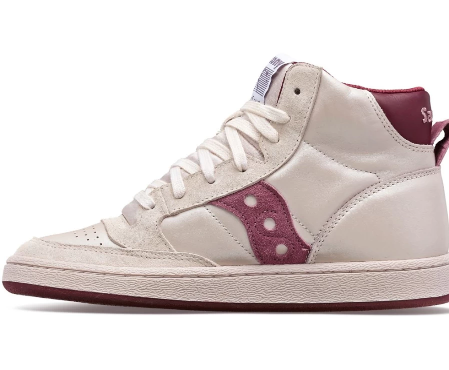 Saucony Women's Jazz Court High Top Sneakers in Plum Satin Finish