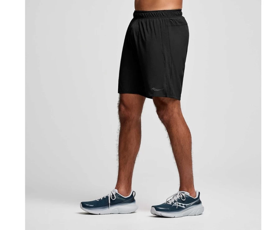 Saucony Men's Outpace 7" Running Shorts in Black - Lightweight & Breathable for Training