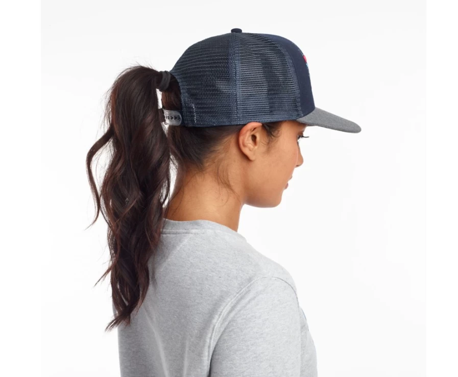 Saucony Unisex Navy Print Trucker Hat – Casual Adjustable Snapback Cap