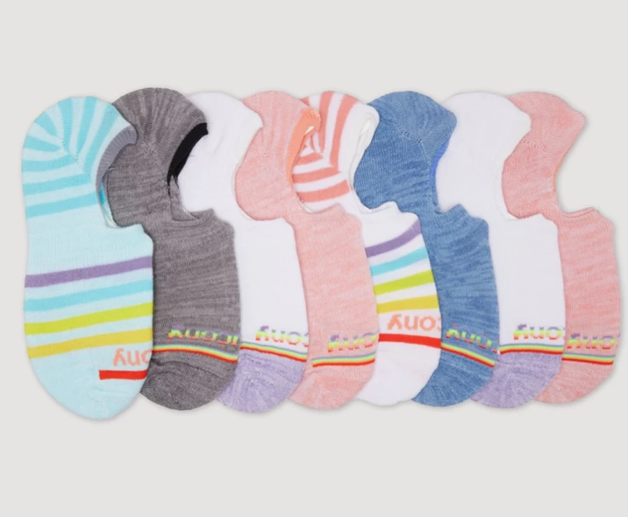 Saucony Women's Multi-Color Cushioned Invisible Liner Socks 8-Pack