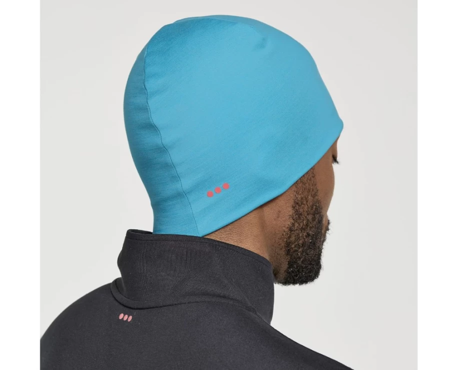 Saucony Women's Solstice Beanie in Turquoise Heather - Warm Winter Knit Hat