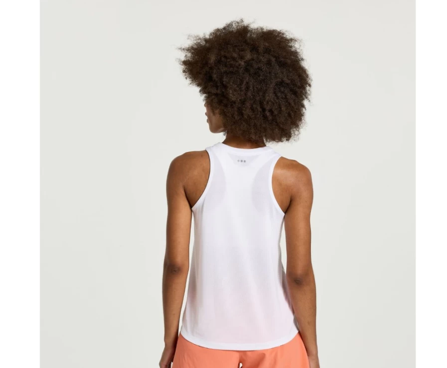 Saucony Women's White Graphic Stopwatch Performance Singlet