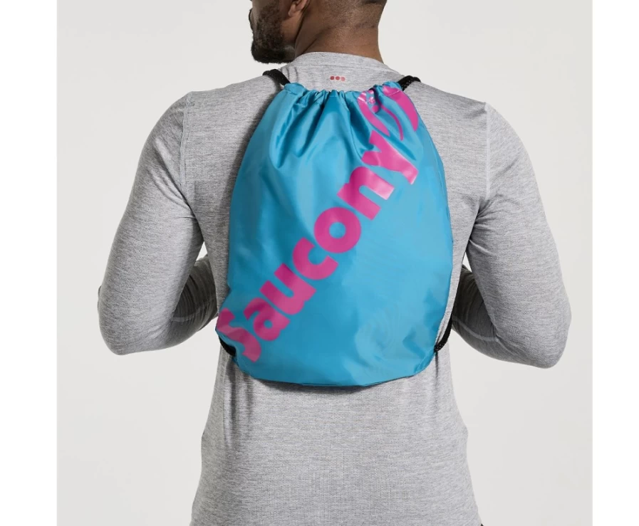 Saucony Unisex Turquoise String Bag | Lightweight Mesh Gym Sack | Sport & Travel Tote