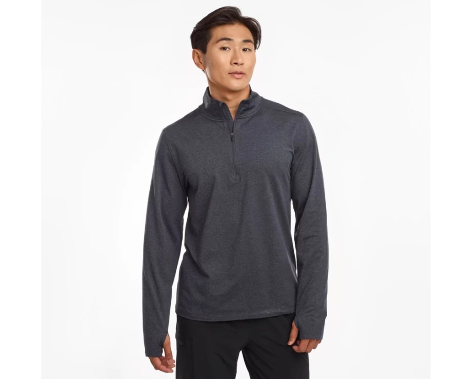 Saucony Men's Sunday 1/4 Zip Pullover - Blue Nights Heather Quarter-Zip Fleece Jacket