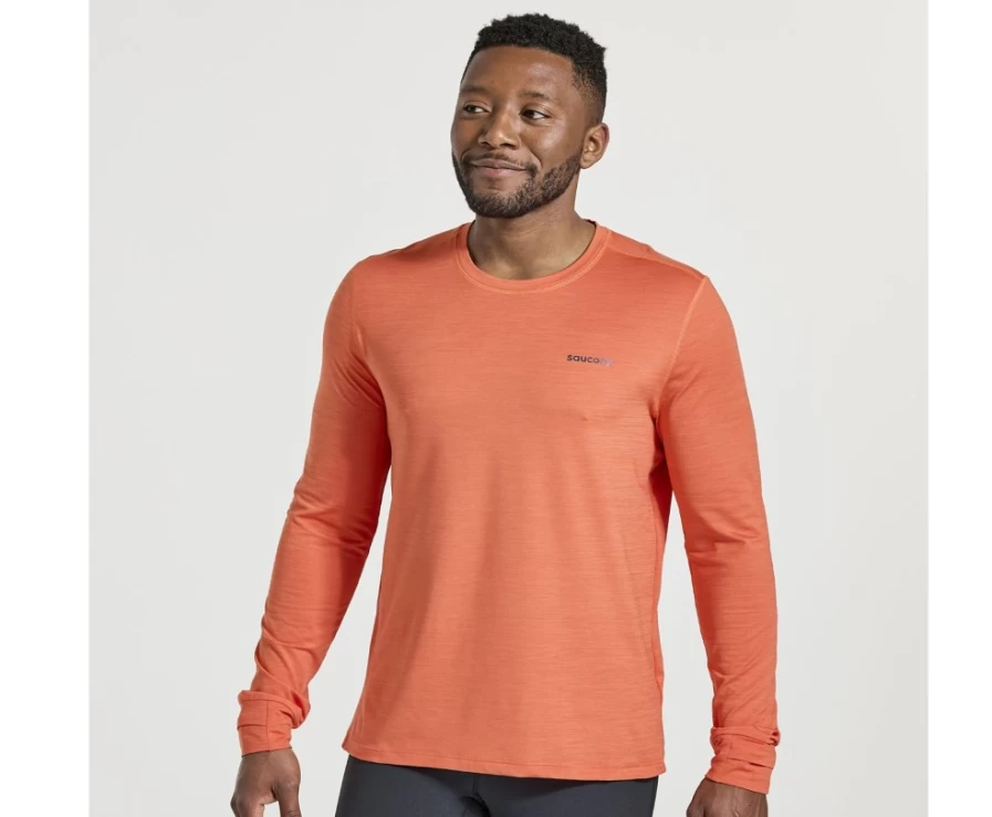 Saucony Men's Ember Heather Boulder Baselayer Top - Lightweight Thermal Performance Shirt
