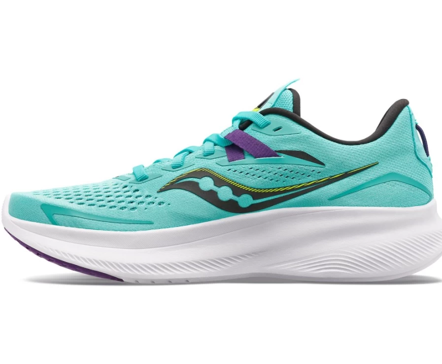 Saucony Women's Ride 15 Wide Running Shoes in Cool Mint