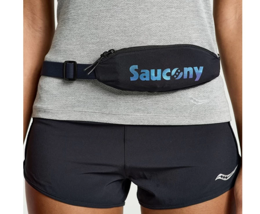 Saucony Women's Outpace Run Belt - Lightweight Black Running Belt for Secure Storage