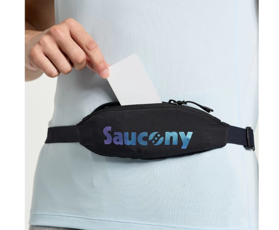 Saucony Women's Outpace Run Belt - Lightweight Black Running Belt for Secure Storage