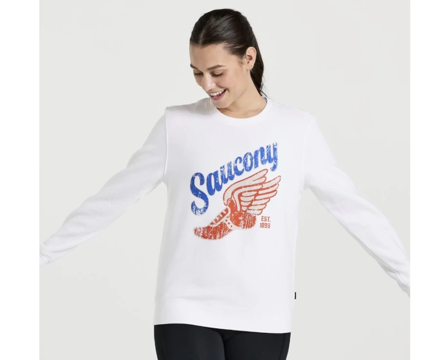 Saucony Women's White Rested Crewneck Sweatshirt