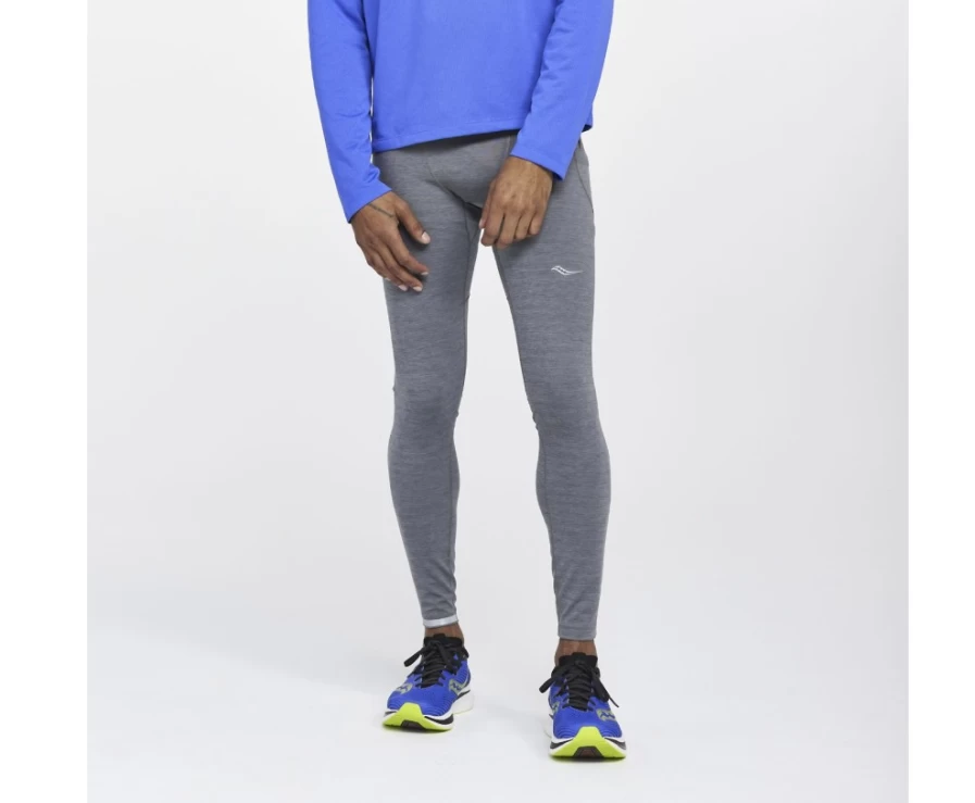 Saucony Men's Dark Grey Heather Bell Lap Tight Running Pants