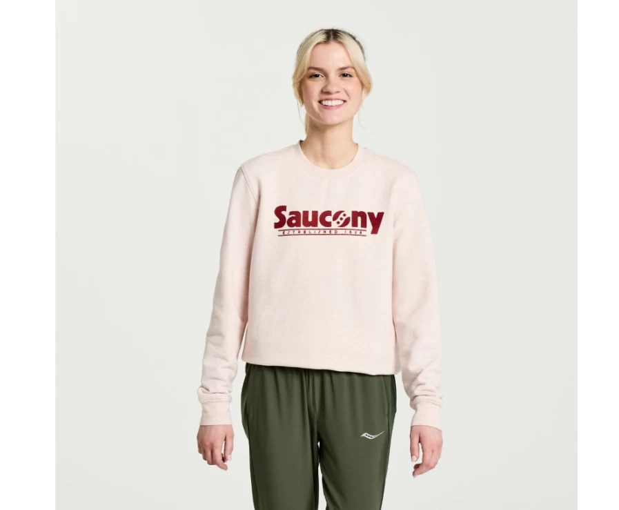 Saucony Women's Sepia Rose Heather Graphic Rested Crewneck Sweatshirt