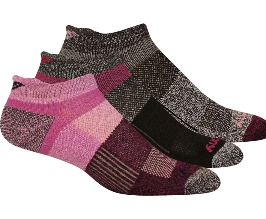 Saucony Inferno No Show Tab 3-Pack Unisex Socks - Pink Assorted