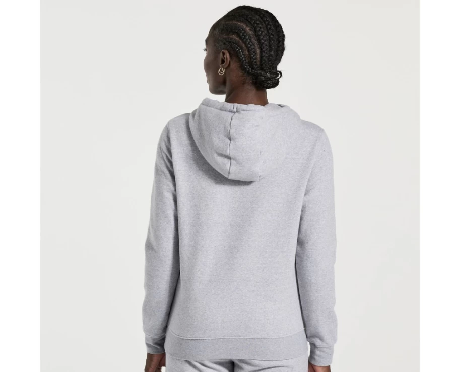 Saucony Women's Light Grey Heather Rested Hoodie - Comfortable Pullover Sweatshirt