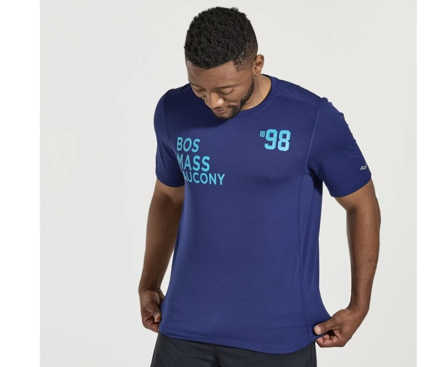 Saucony Men's Sodalite Graphic Short Sleeve Tee - Athletic Stopwatch Design Running Top