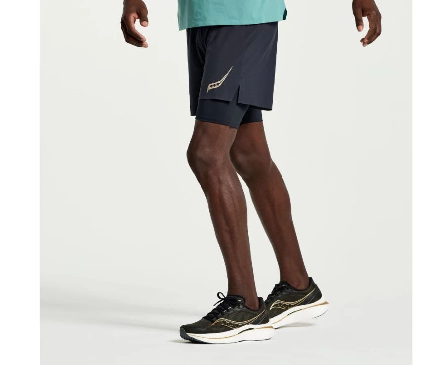Saucony Men's Pinnacle 2-In-1 Running Shorts - Black