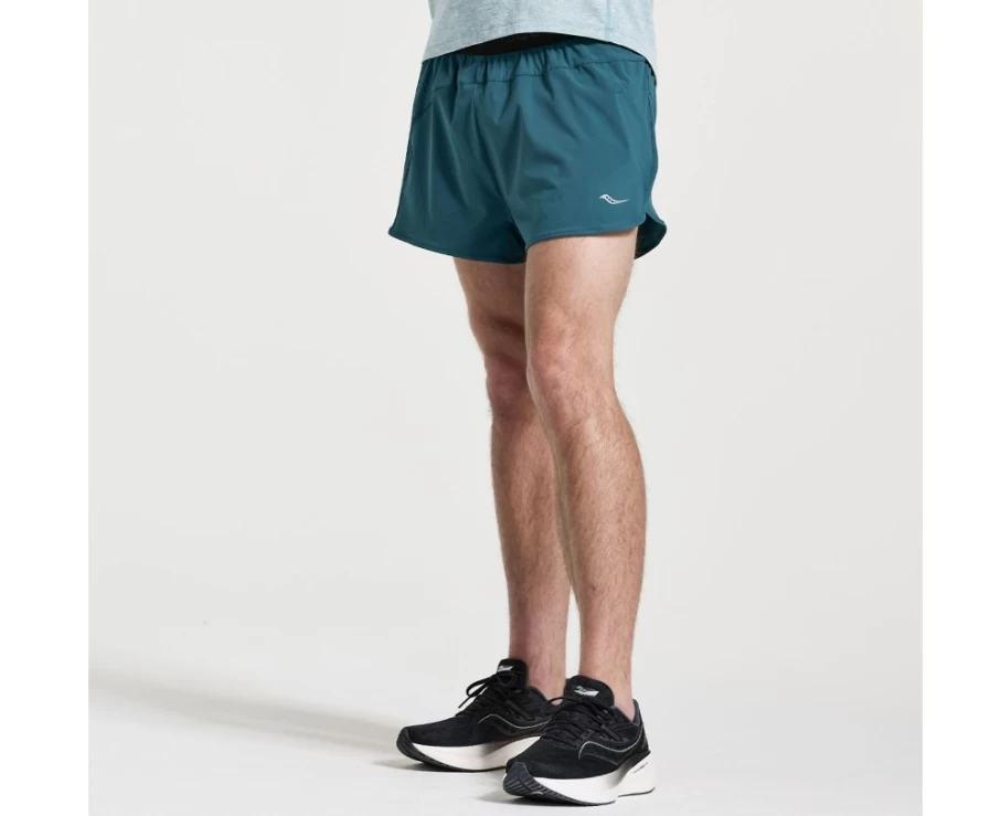 Saucony Men's Outpace 2.5" Split Short in Lagoon - Lightweight Running Shorts for Men