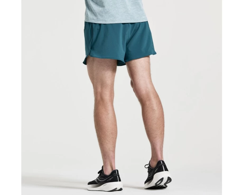 Saucony Men's Outpace 2.5" Split Short in Lagoon - Lightweight Running Shorts for Men